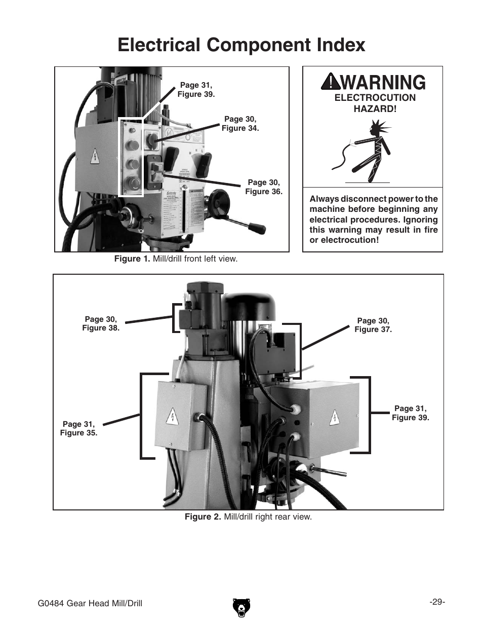 Electrical component index | Grizzly G0484 User Manual | Page 31 / 48