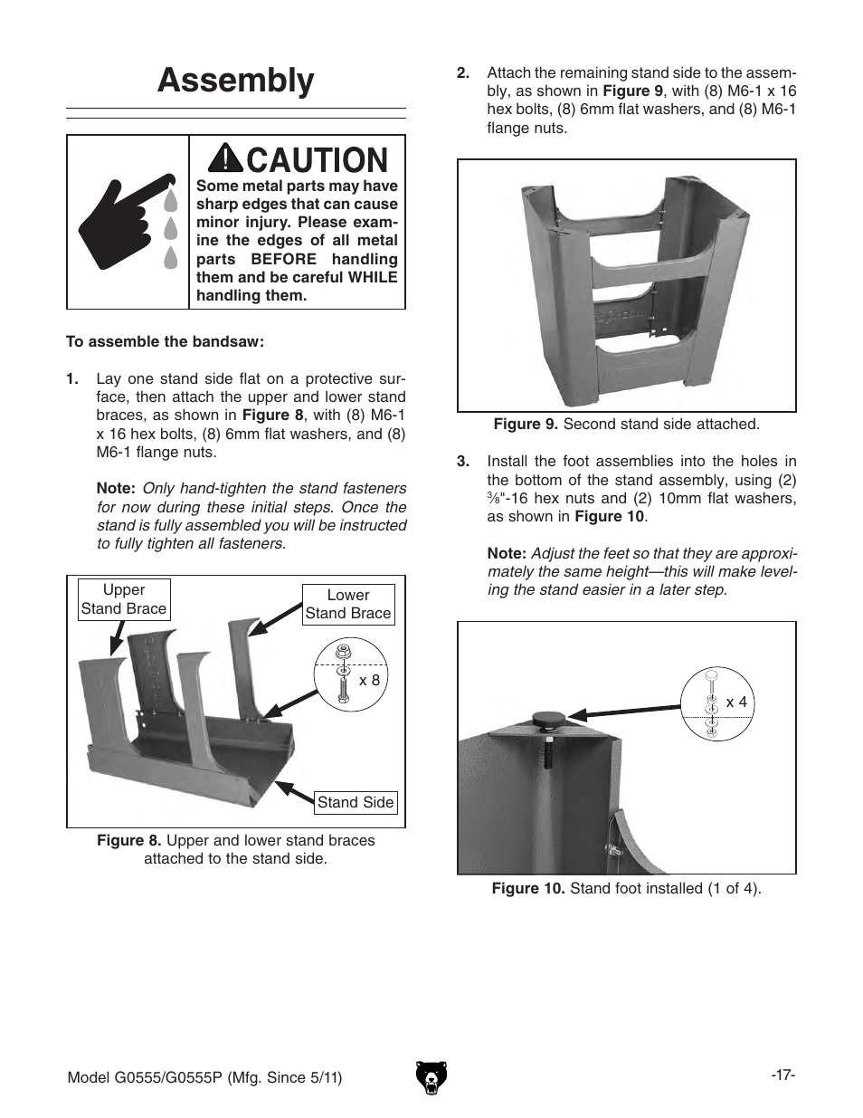 Assembly | Grizzly ULTIMATE 14" G0555P User Manual | Page 19 / 68