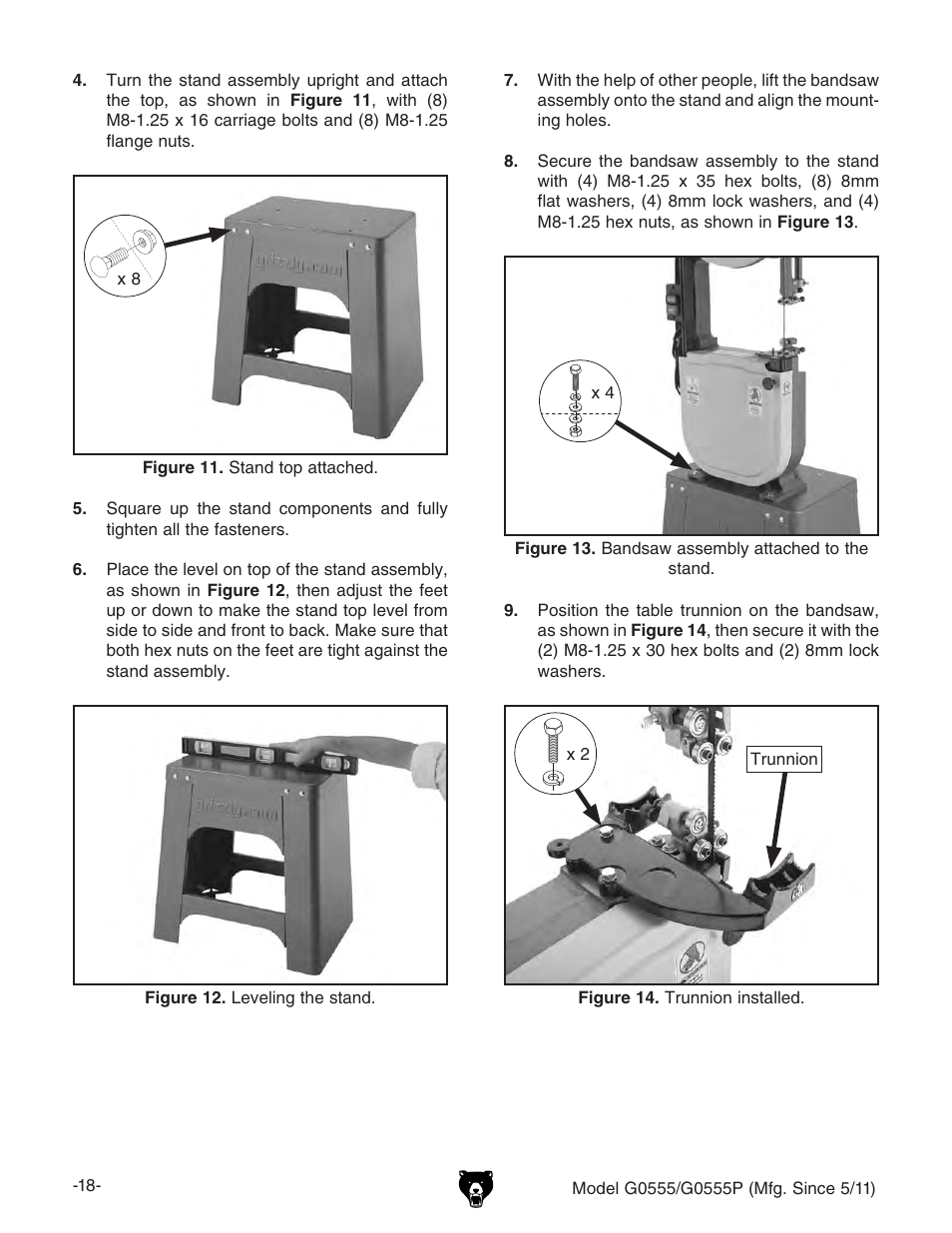 Grizzly ULTIMATE 14" G0555P User Manual | Page 20 / 68