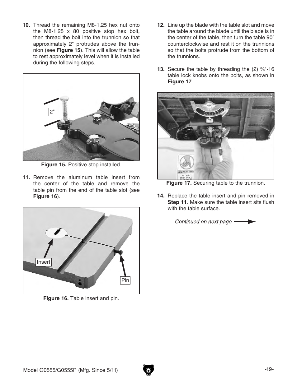 Grizzly ULTIMATE 14" G0555P User Manual | Page 21 / 68