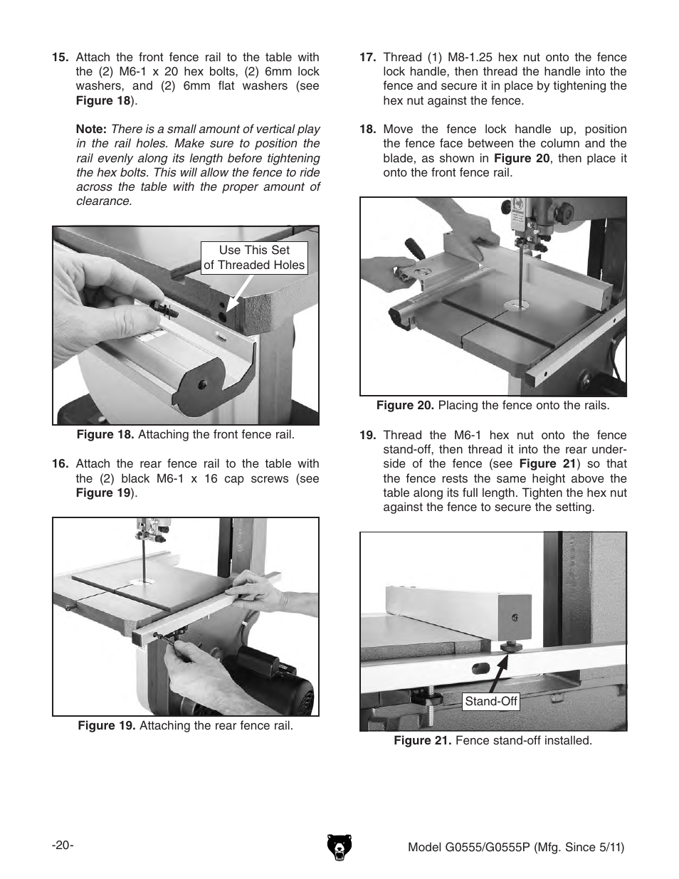 Grizzly ULTIMATE 14" G0555P User Manual | Page 22 / 68