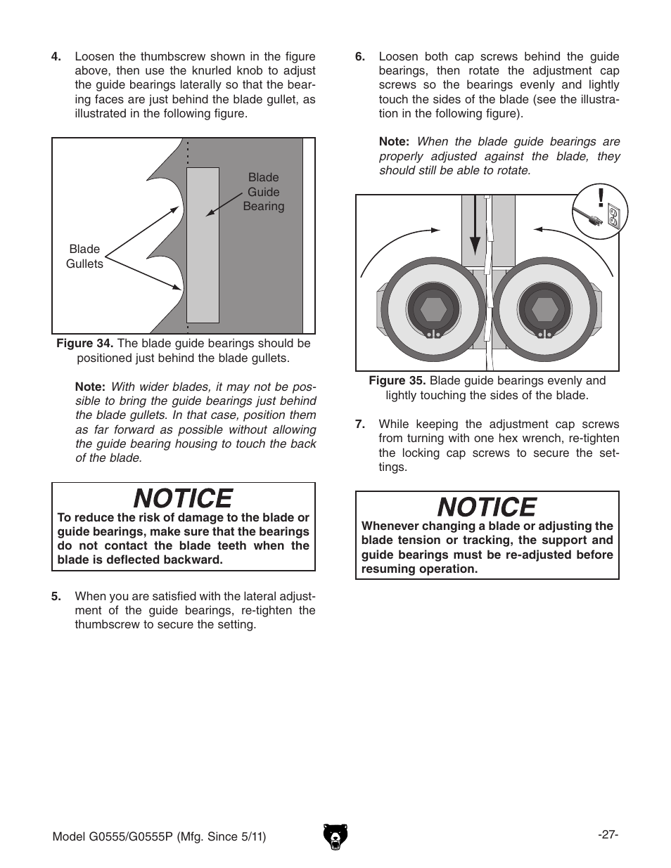 Grizzly ULTIMATE 14" G0555P User Manual | Page 29 / 68