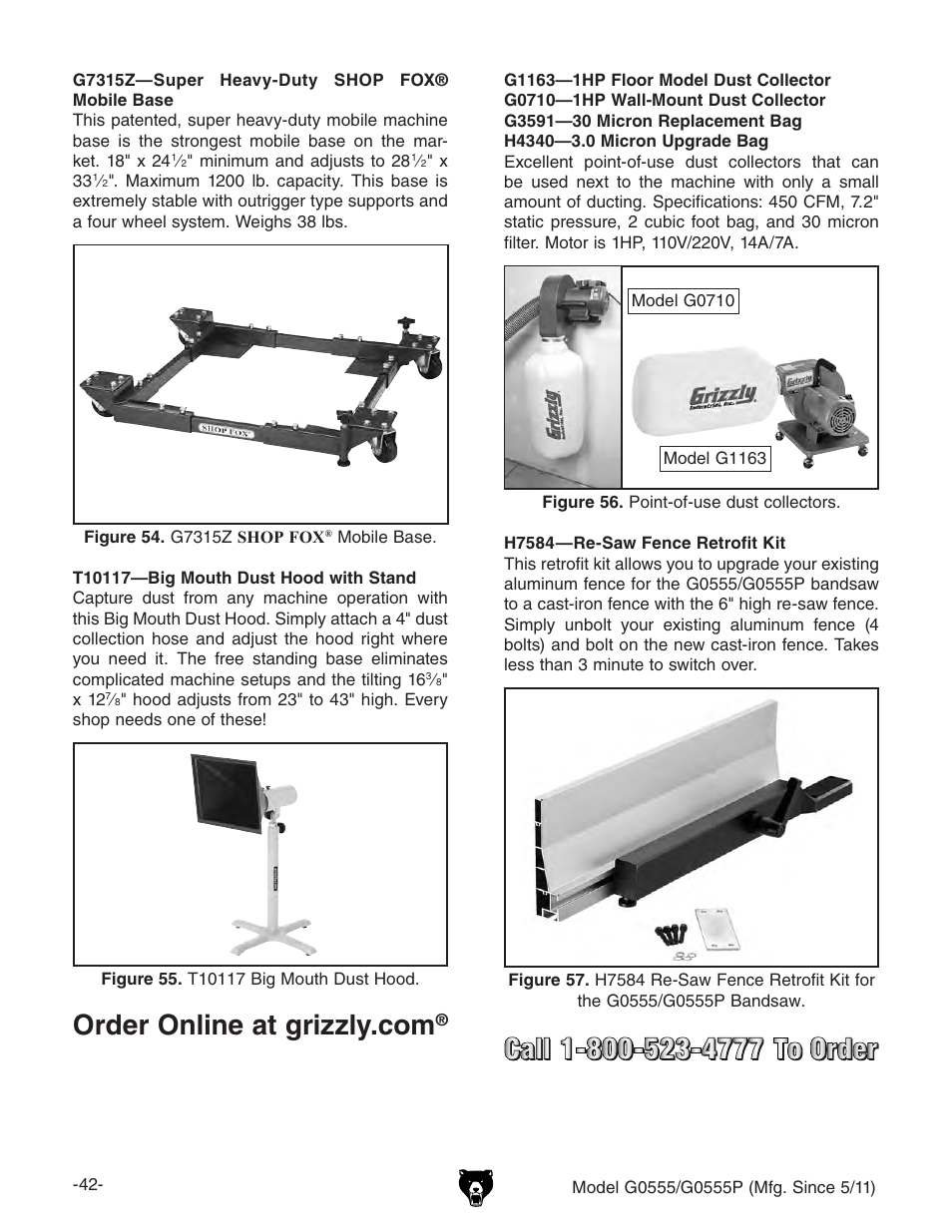 Grizzly ULTIMATE 14" G0555P User Manual | Page 44 / 68