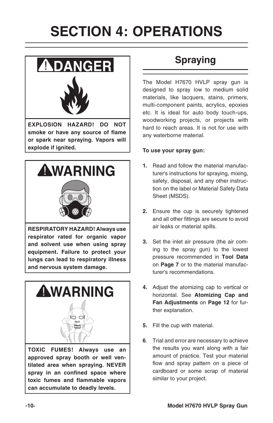 Spraying | Grizzly mini hvlp spray gun W/gauge H7670 User Manual | Page 10 / 20