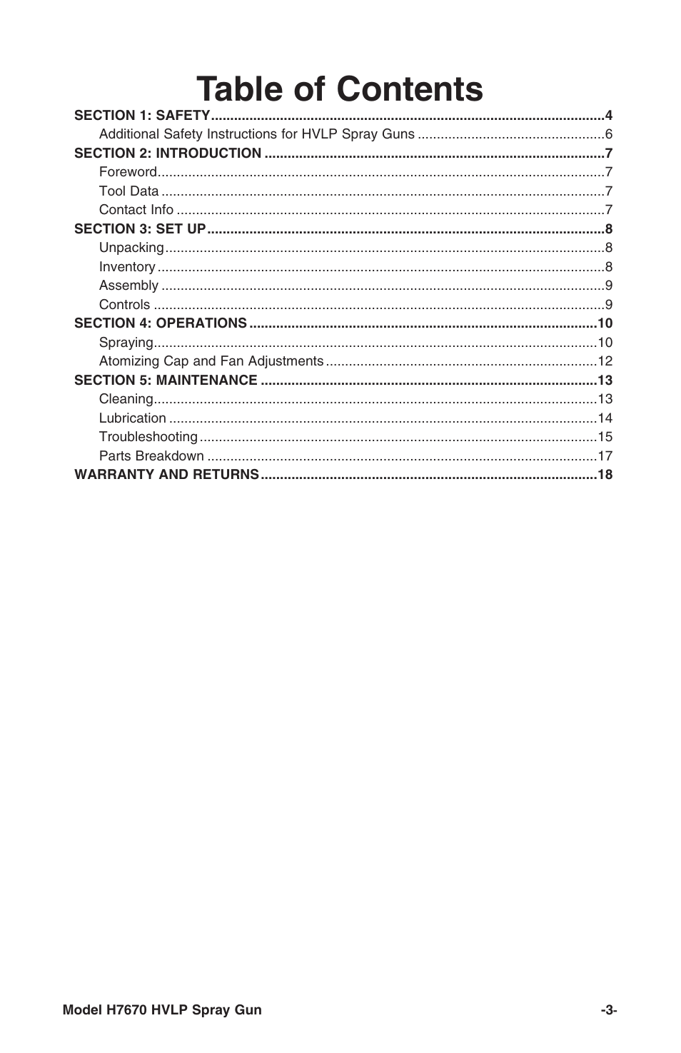 Grizzly mini hvlp spray gun W/gauge H7670 User Manual | Page 3 / 20
