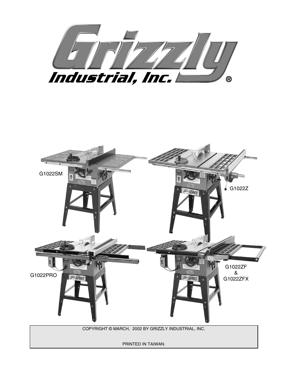 Grizzly G1022PRO User Manual | 72 pages