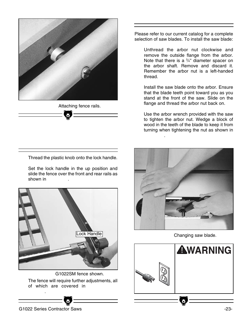 Fence, Blade | Grizzly G1022PRO User Manual | Page 25 / 72