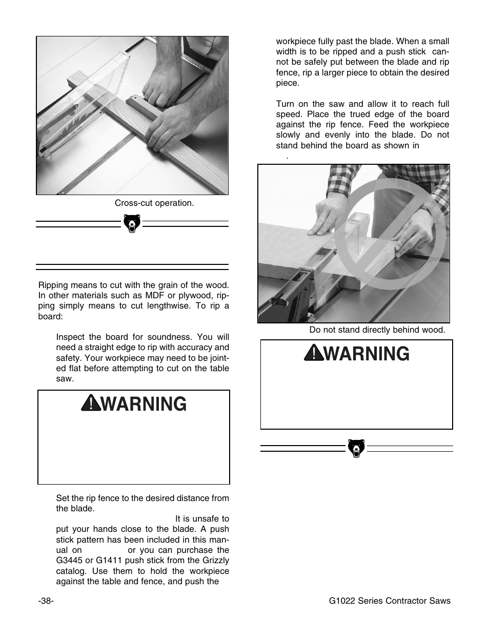 Ripping | Grizzly G1022PRO User Manual | Page 40 / 72