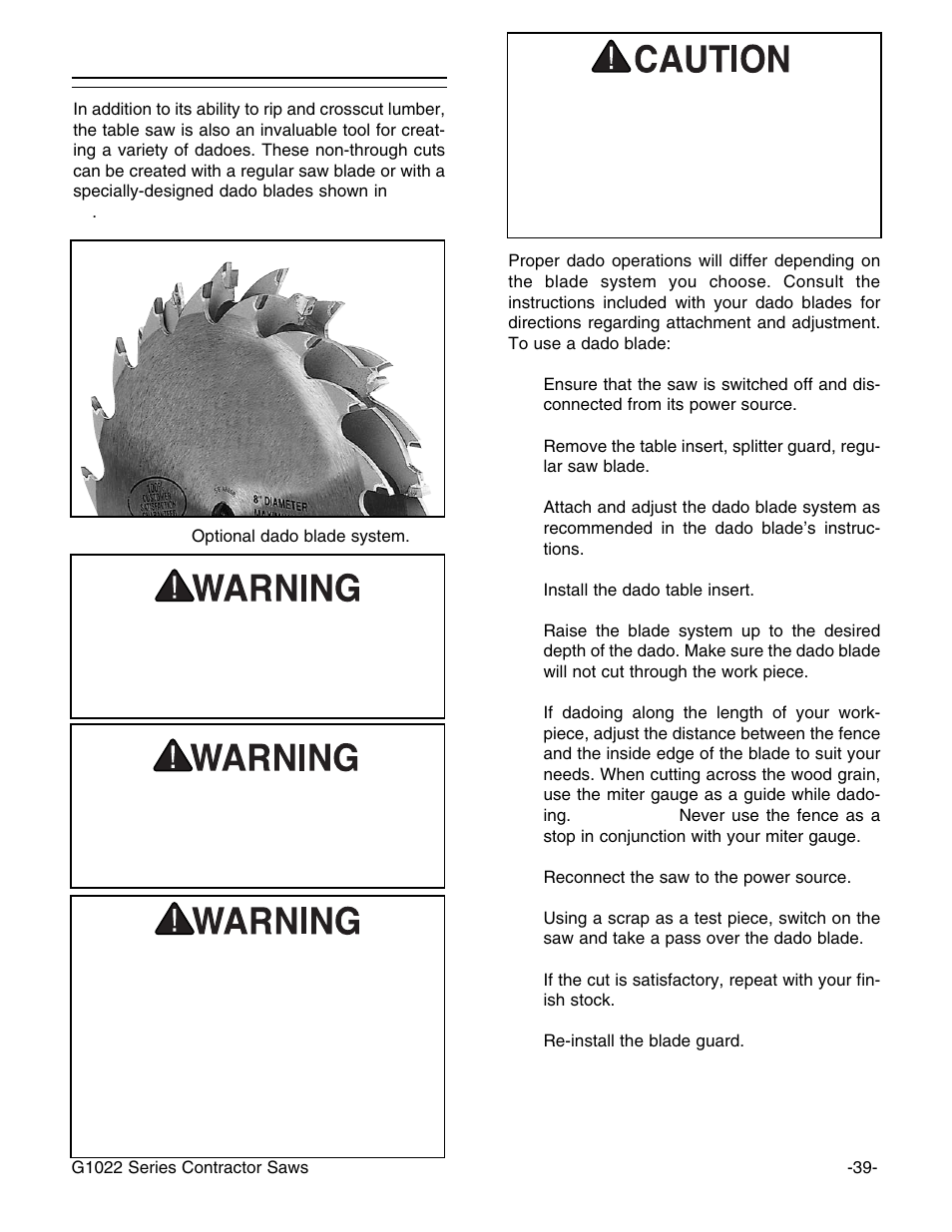 Dado operations | Grizzly G1022PRO User Manual | Page 41 / 72