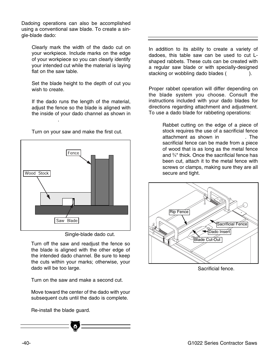 Rabbet operations | Grizzly G1022PRO User Manual | Page 42 / 72