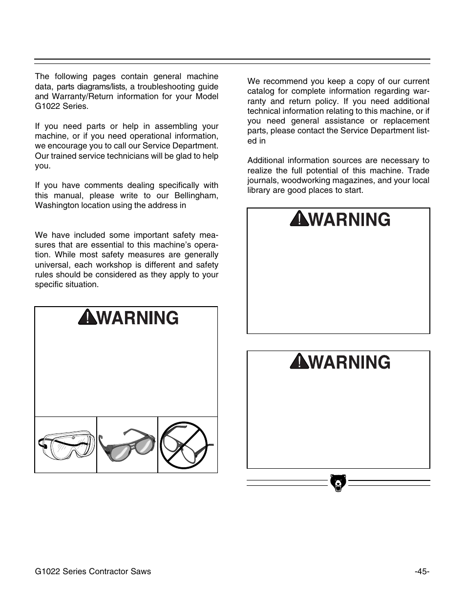 Grizzly G1022PRO User Manual | Page 47 / 72