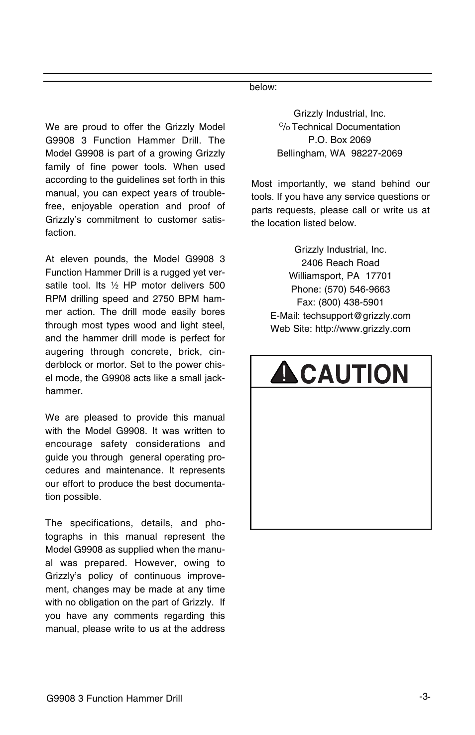 Introduction, Commentary | Grizzly G9908 User Manual | Page 5 / 10