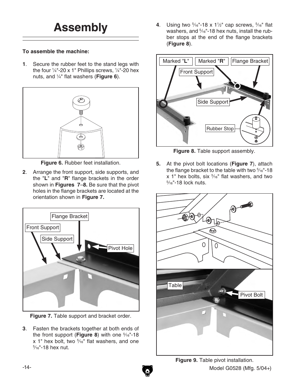 Assembly | Grizzly G0528 User Manual | Page 16 / 36