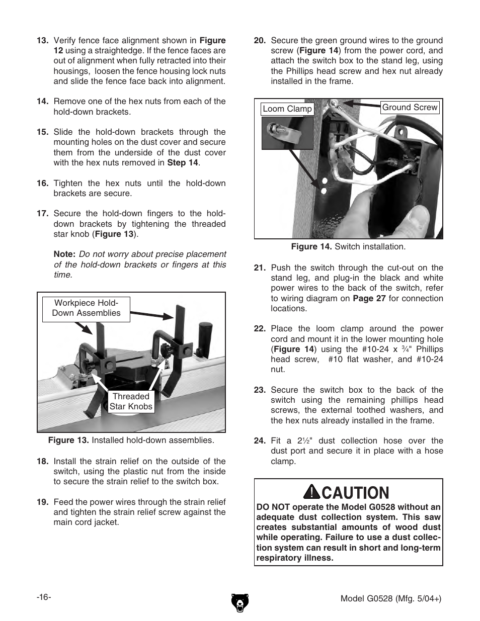 Grizzly G0528 User Manual | Page 18 / 36