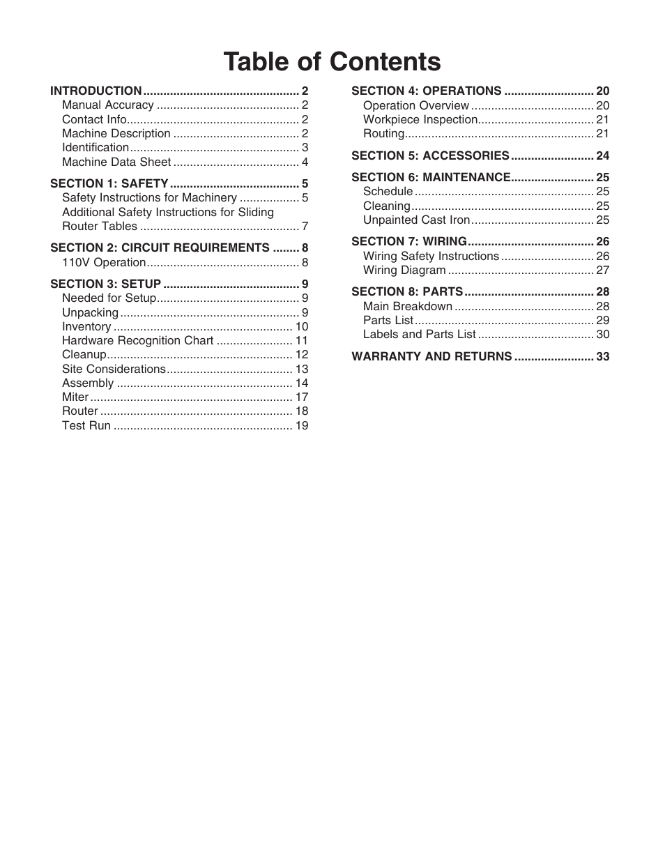 Grizzly G0528 User Manual | Page 3 / 36