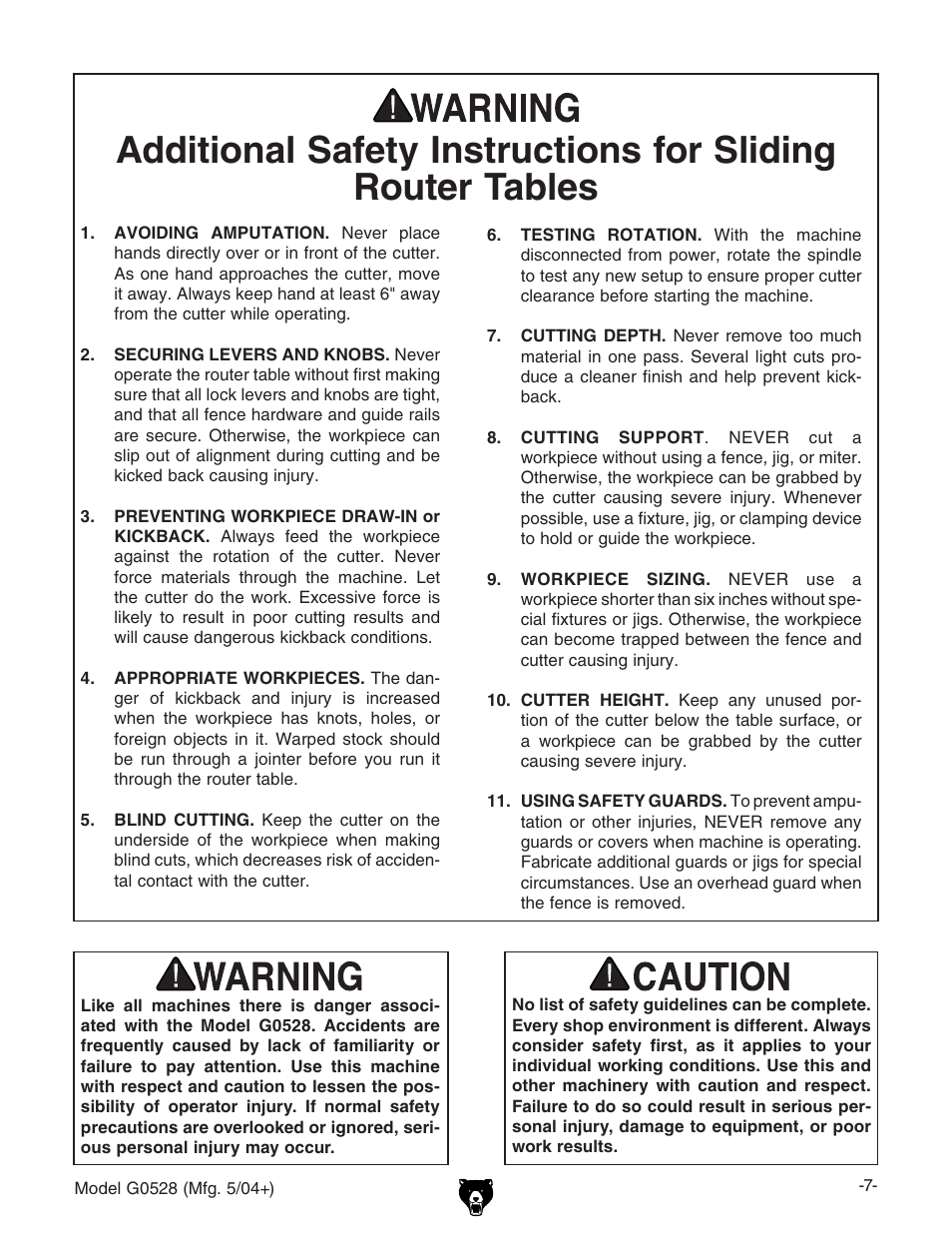Grizzly G0528 User Manual | Page 9 / 36
