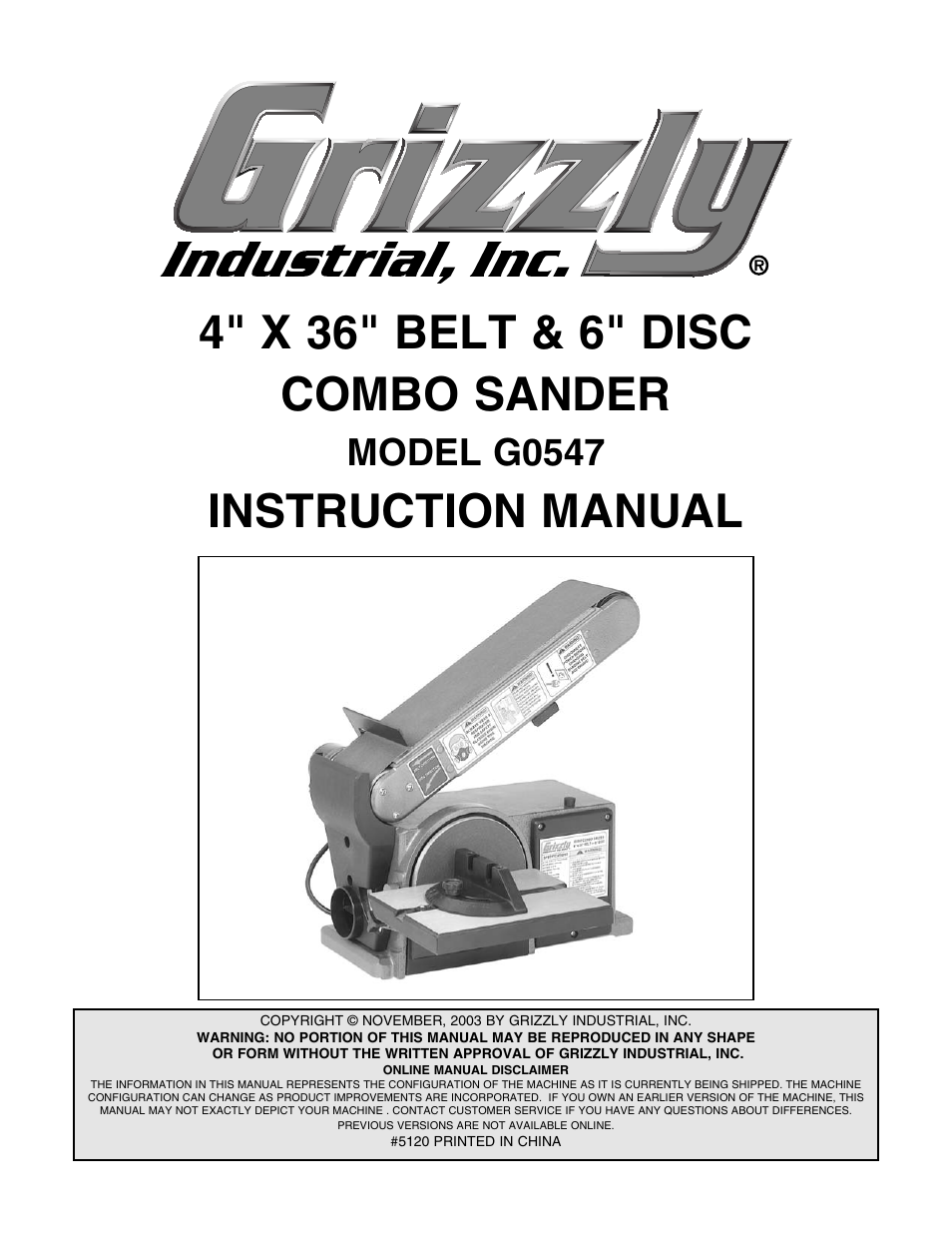 Grizzly G0547 User Manual | 35 pages