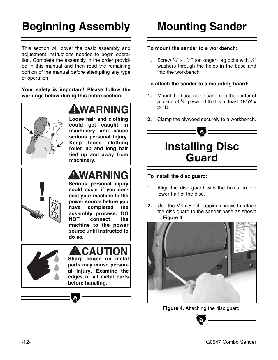 Grizzly G0547 User Manual | Page 14 / 35