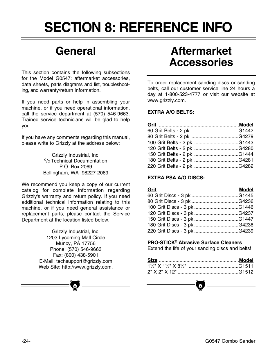 Aftermarket accessories general | Grizzly G0547 User Manual | Page 26 / 35