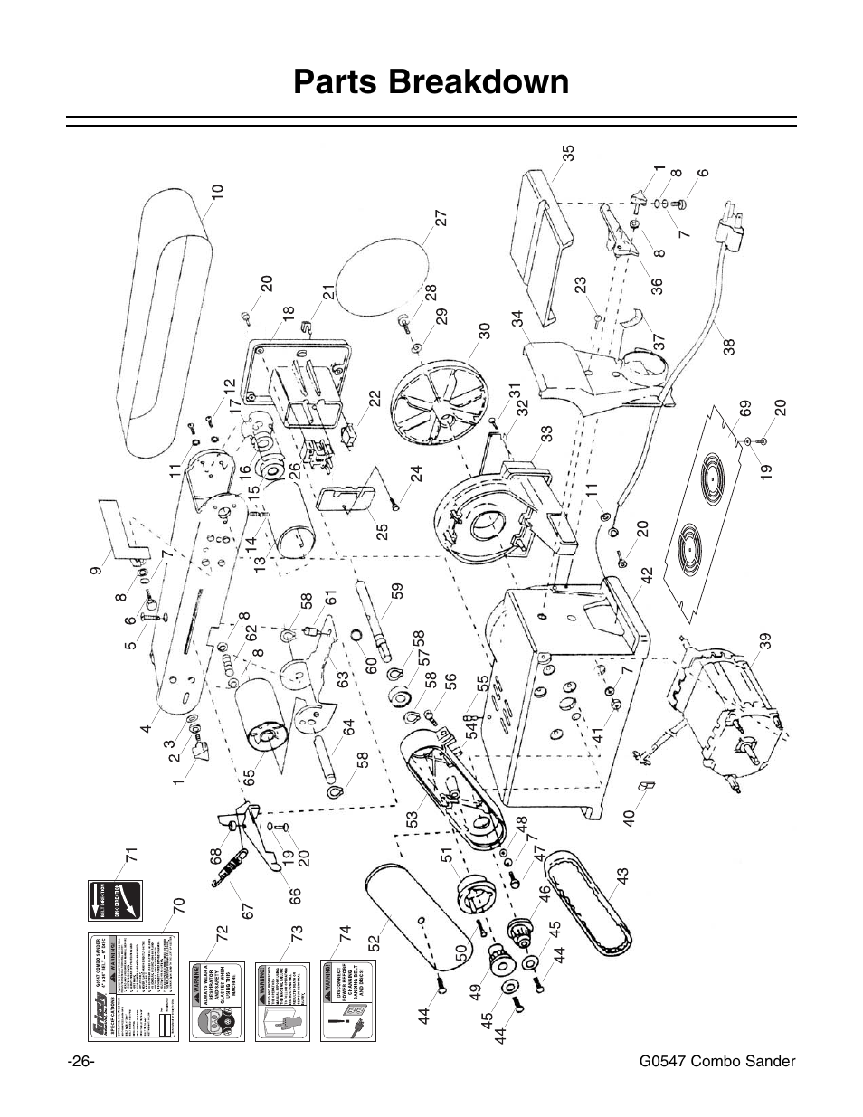 Parts breakdown | Grizzly G0547 User Manual | Page 28 / 35