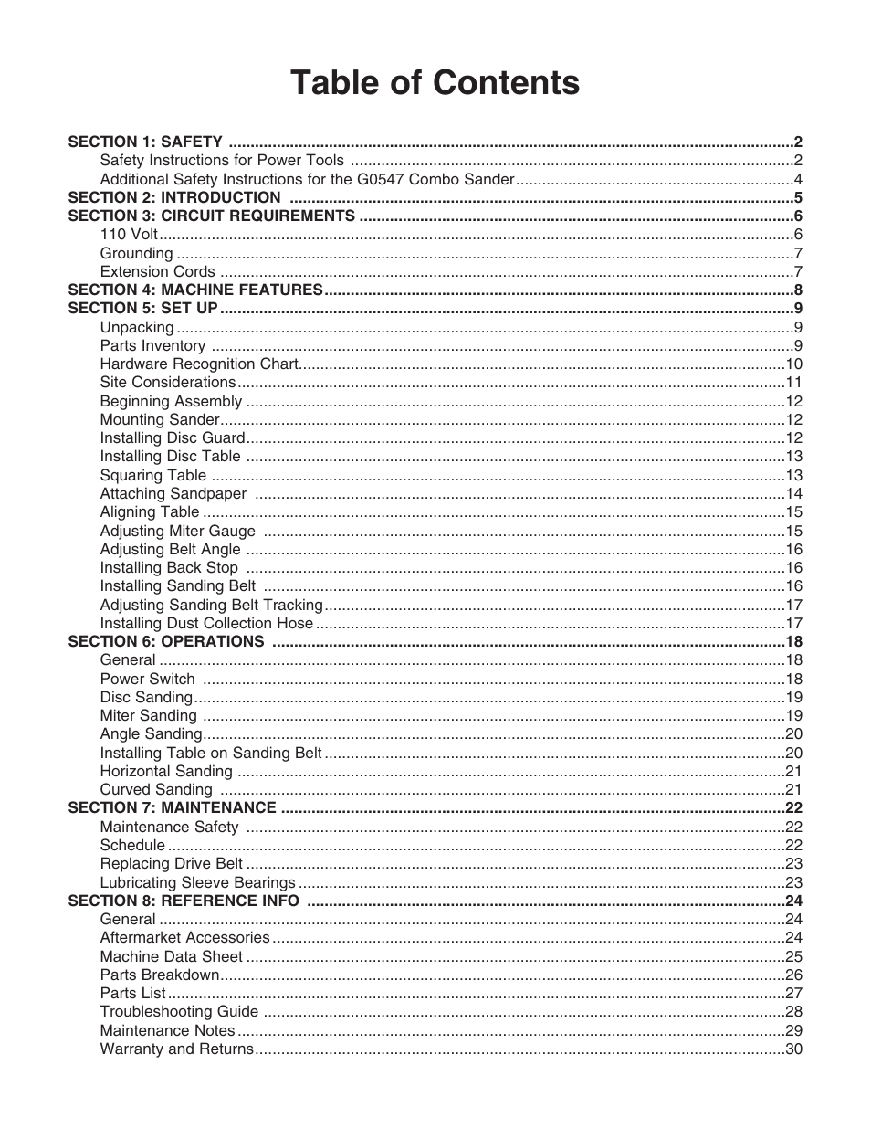 Grizzly G0547 User Manual | Page 3 / 35