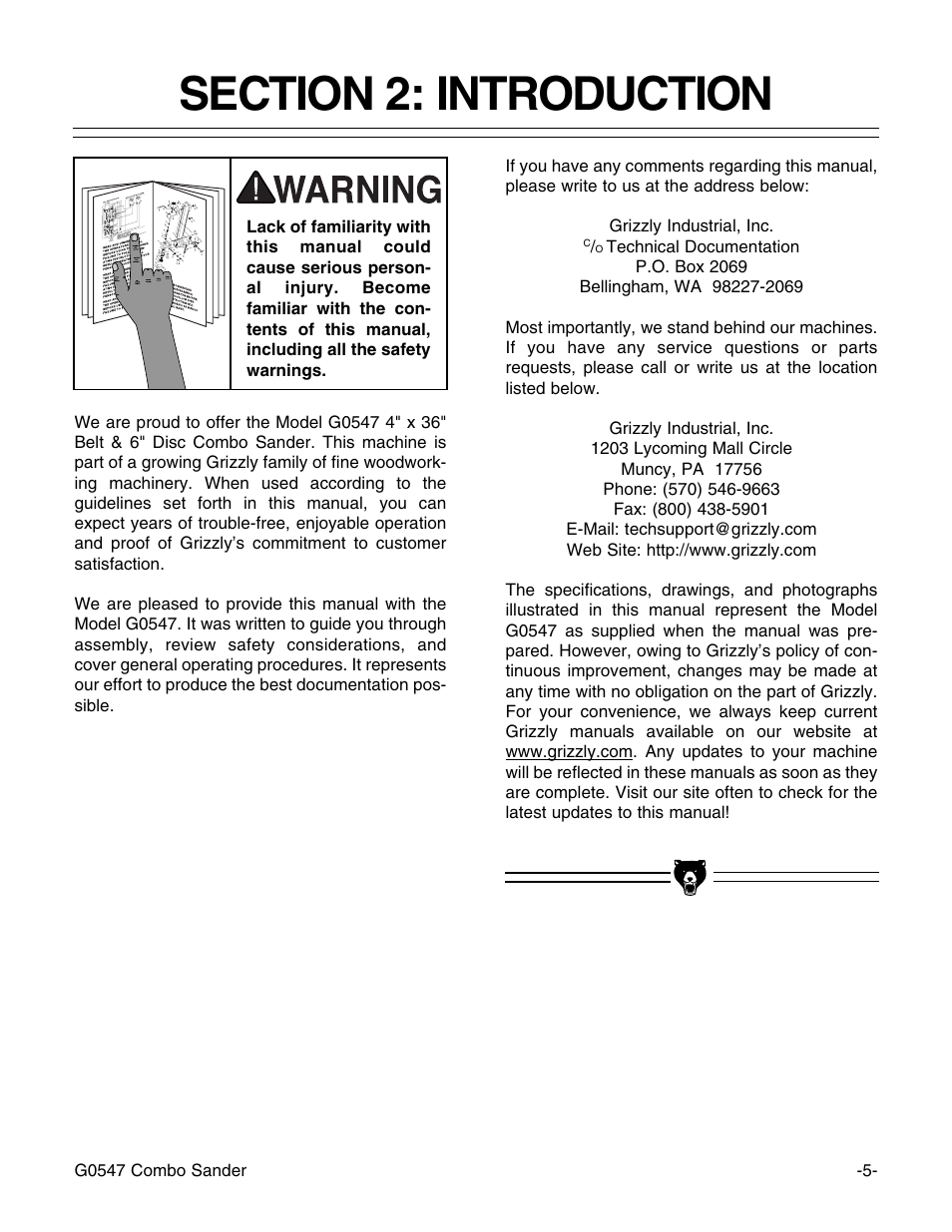 Grizzly G0547 User Manual | Page 7 / 35