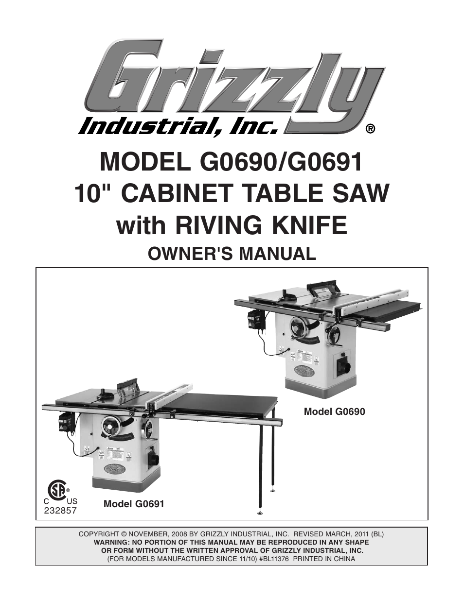 Grizzly G0690 User Manual | 92 pages