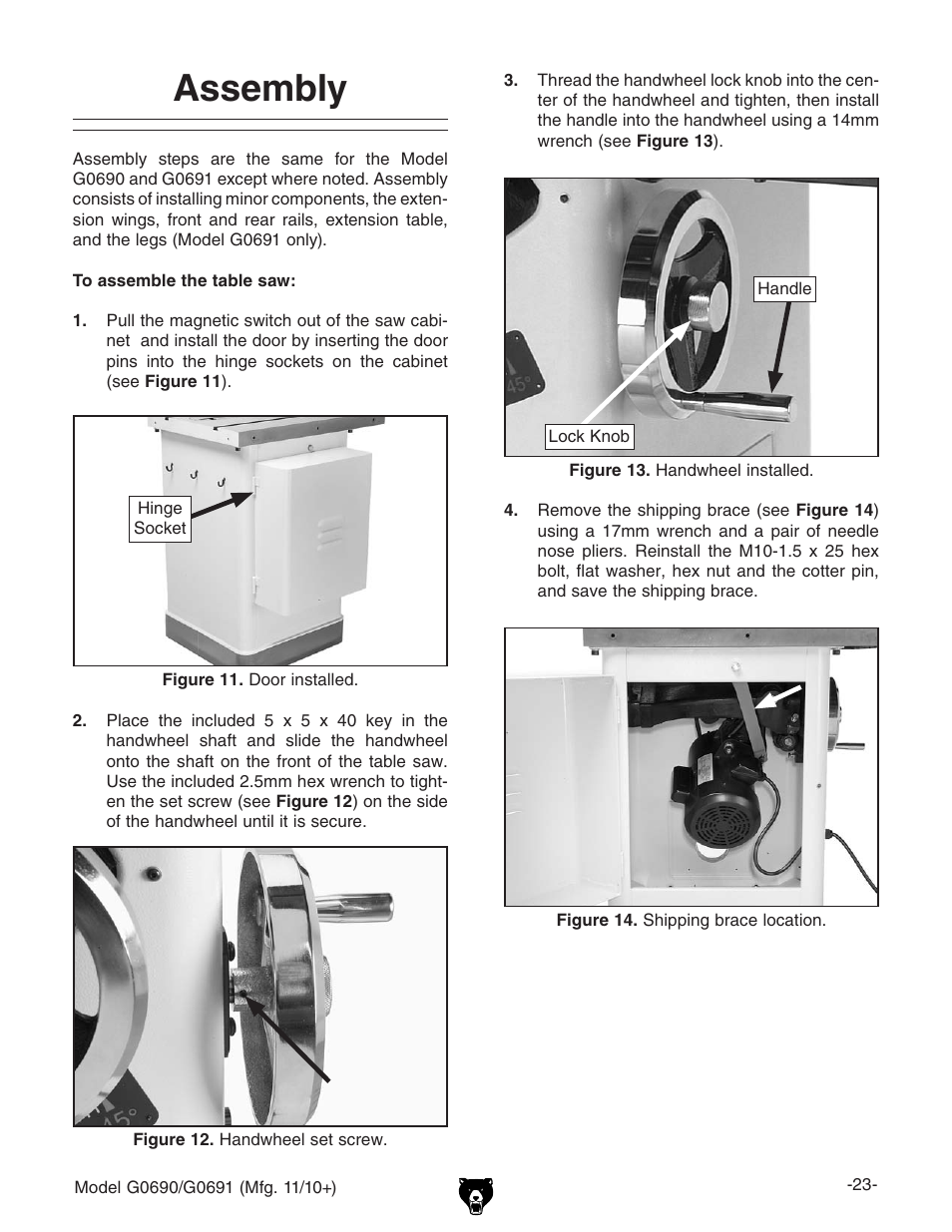 Assembly | Grizzly G0690 User Manual | Page 25 / 92