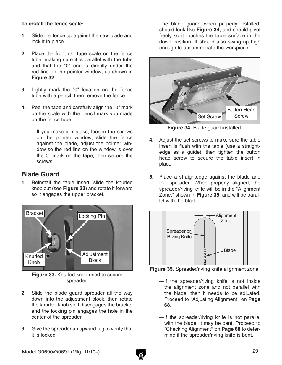 Blade guard | Grizzly G0690 User Manual | Page 31 / 92