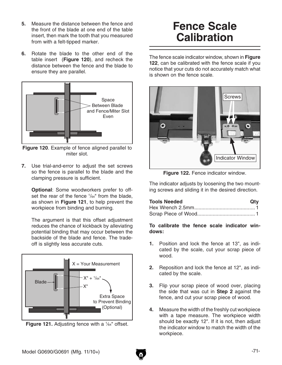 Fence scale calibration | Grizzly G0690 User Manual | Page 73 / 92