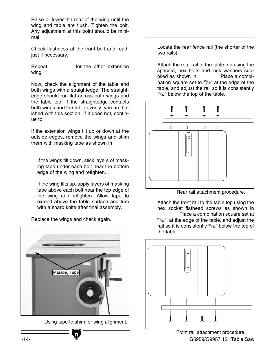 Fence rails | Grizzly G5959 User Manual | Page 16 / 52