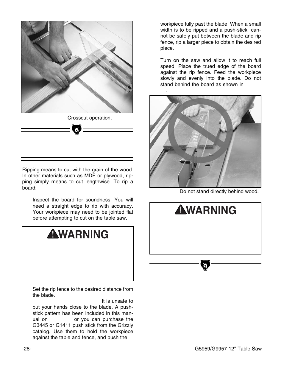 Ripping | Grizzly G5959 User Manual | Page 30 / 52