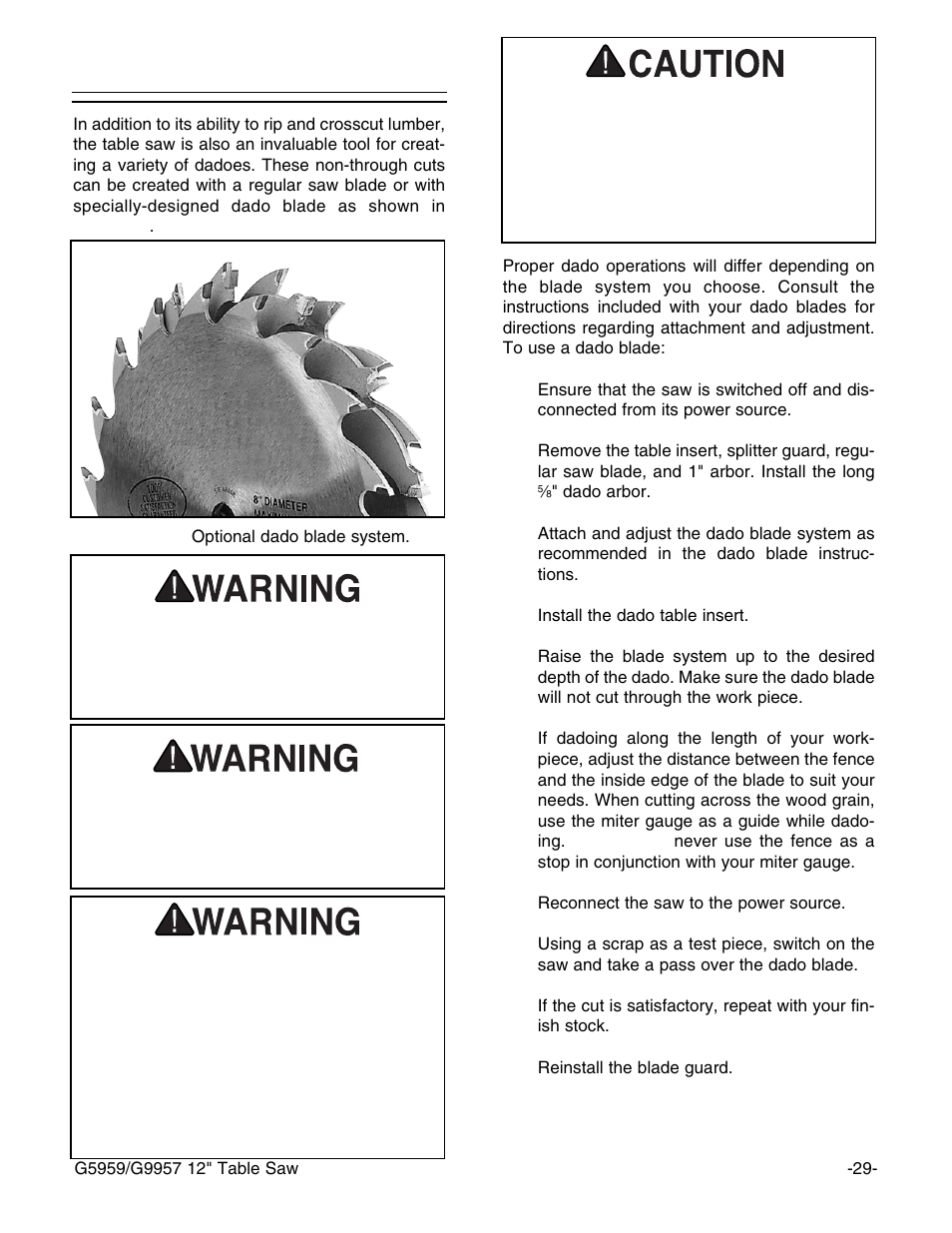 Dado operations | Grizzly G5959 User Manual | Page 31 / 52