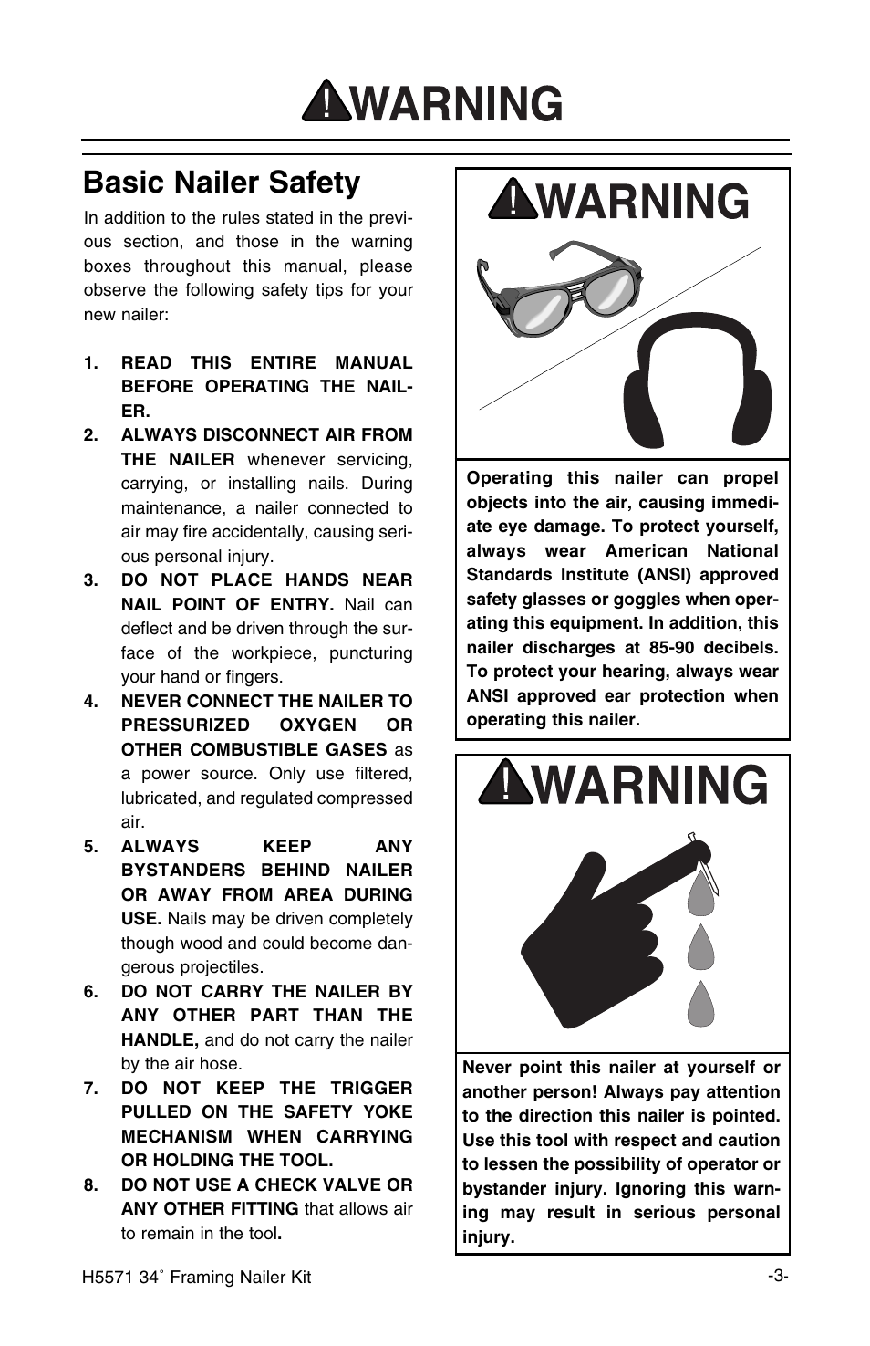 Basic nailer safety | Grizzly H5571 User Manual | Page 4 / 17