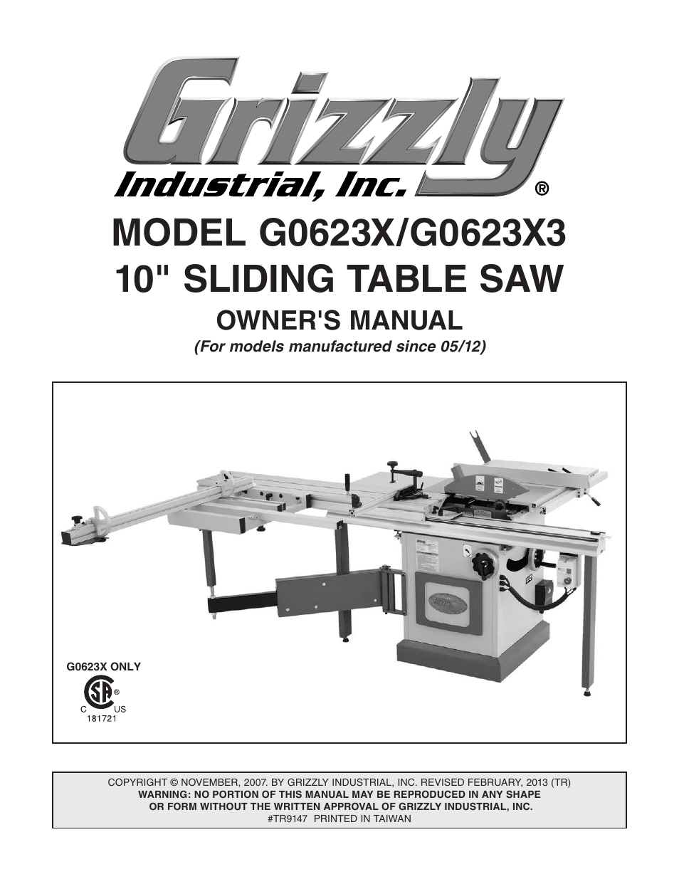 Grizzly G0623X3 User Manual | 96 pages