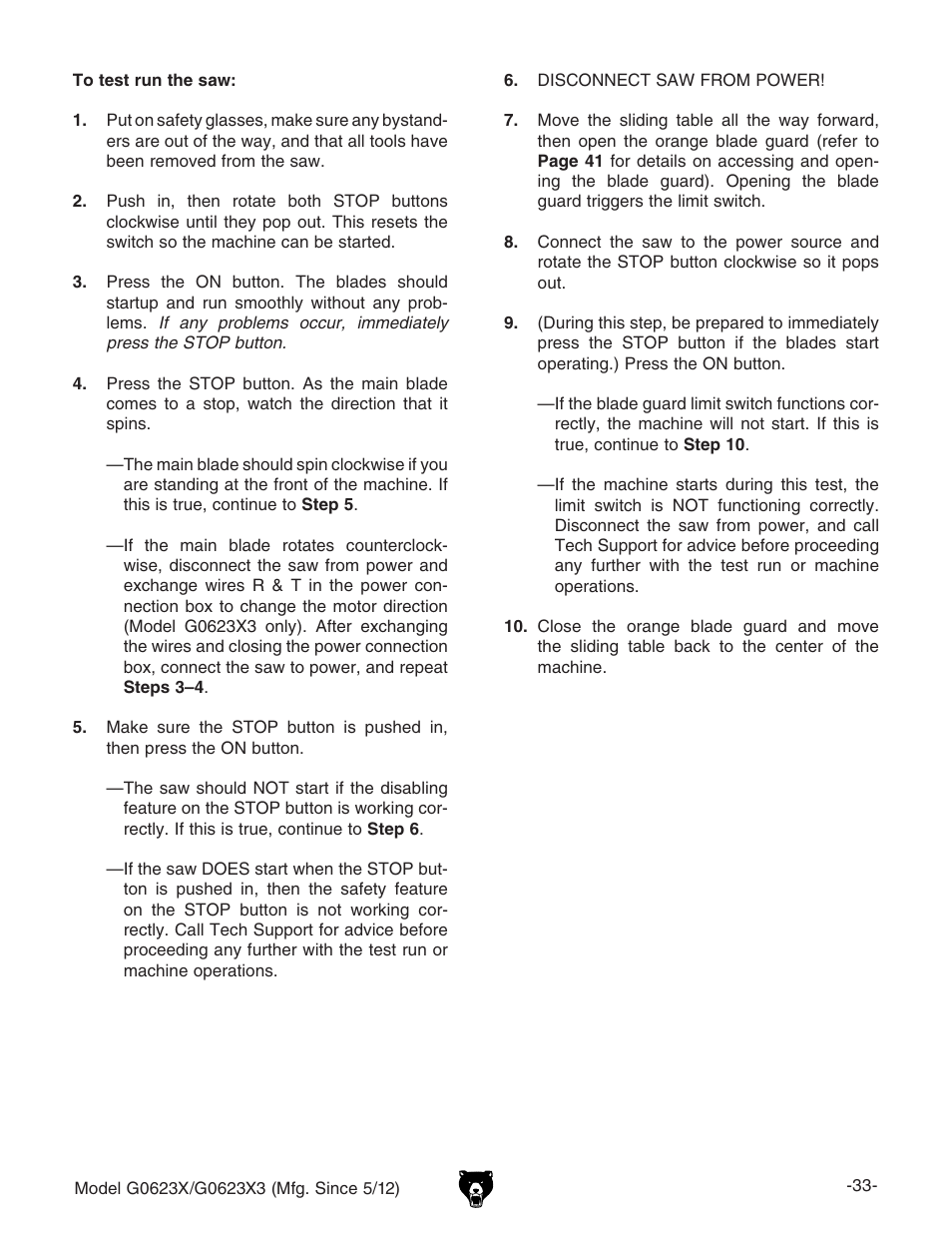Grizzly G0623X3 User Manual | Page 35 / 96