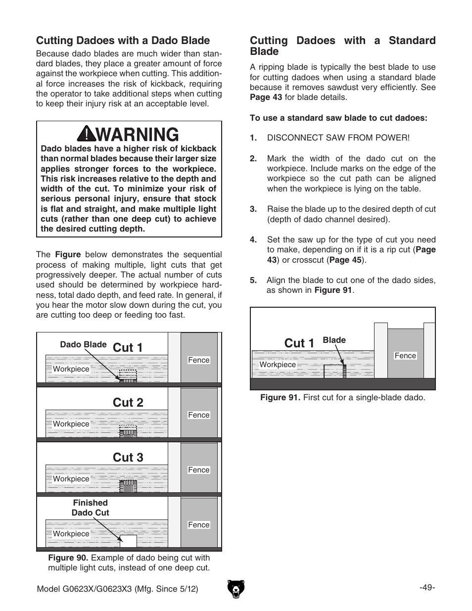 Cut 1, Cut 2, Cut 3 | Grizzly G0623X3 User Manual | Page 51 / 96