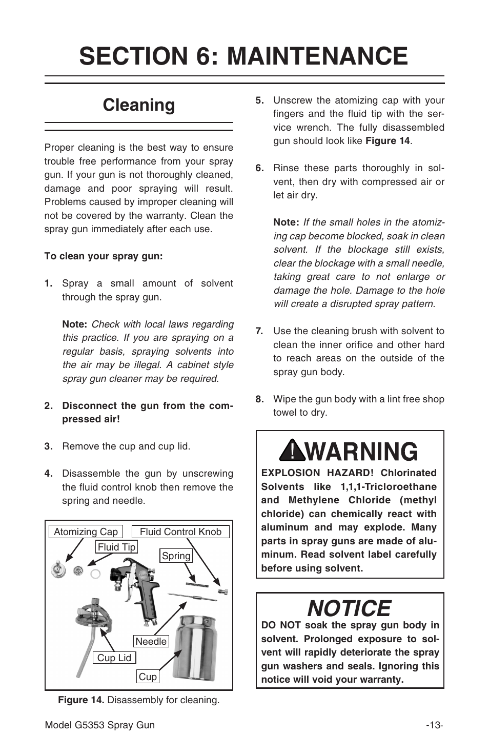 Notice, Cleaning | Grizzly G5353 User Manual | Page 13 / 20
