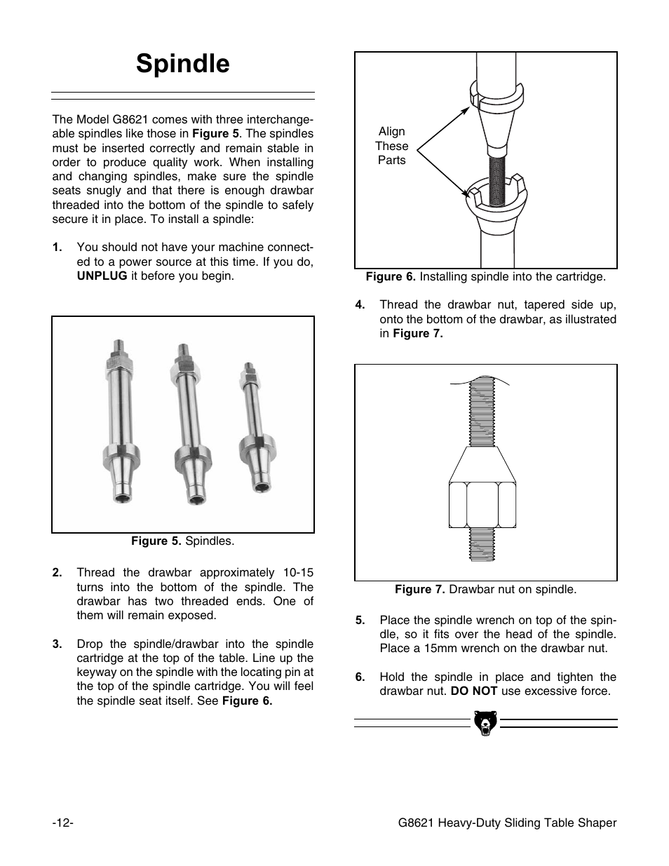 Spindle | Grizzly G8621 User Manual | Page 14 / 48