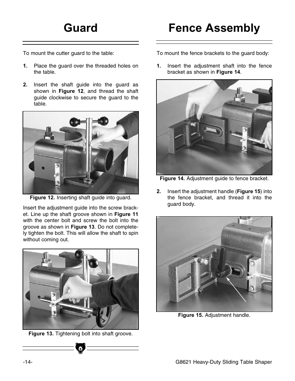 Guard, Fence assembly | Grizzly G8621 User Manual | Page 16 / 48