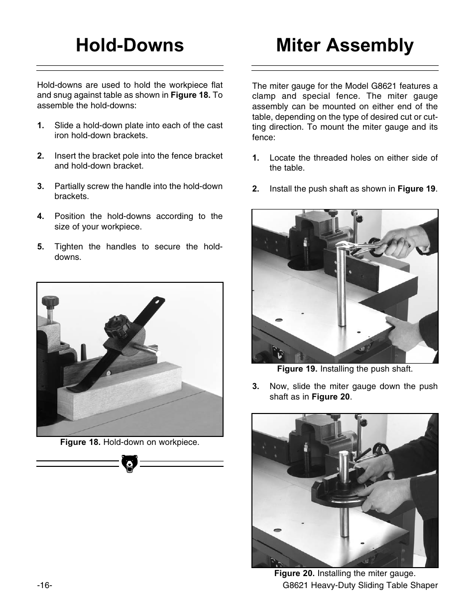 Hold-downs miter assembly | Grizzly G8621 User Manual | Page 18 / 48