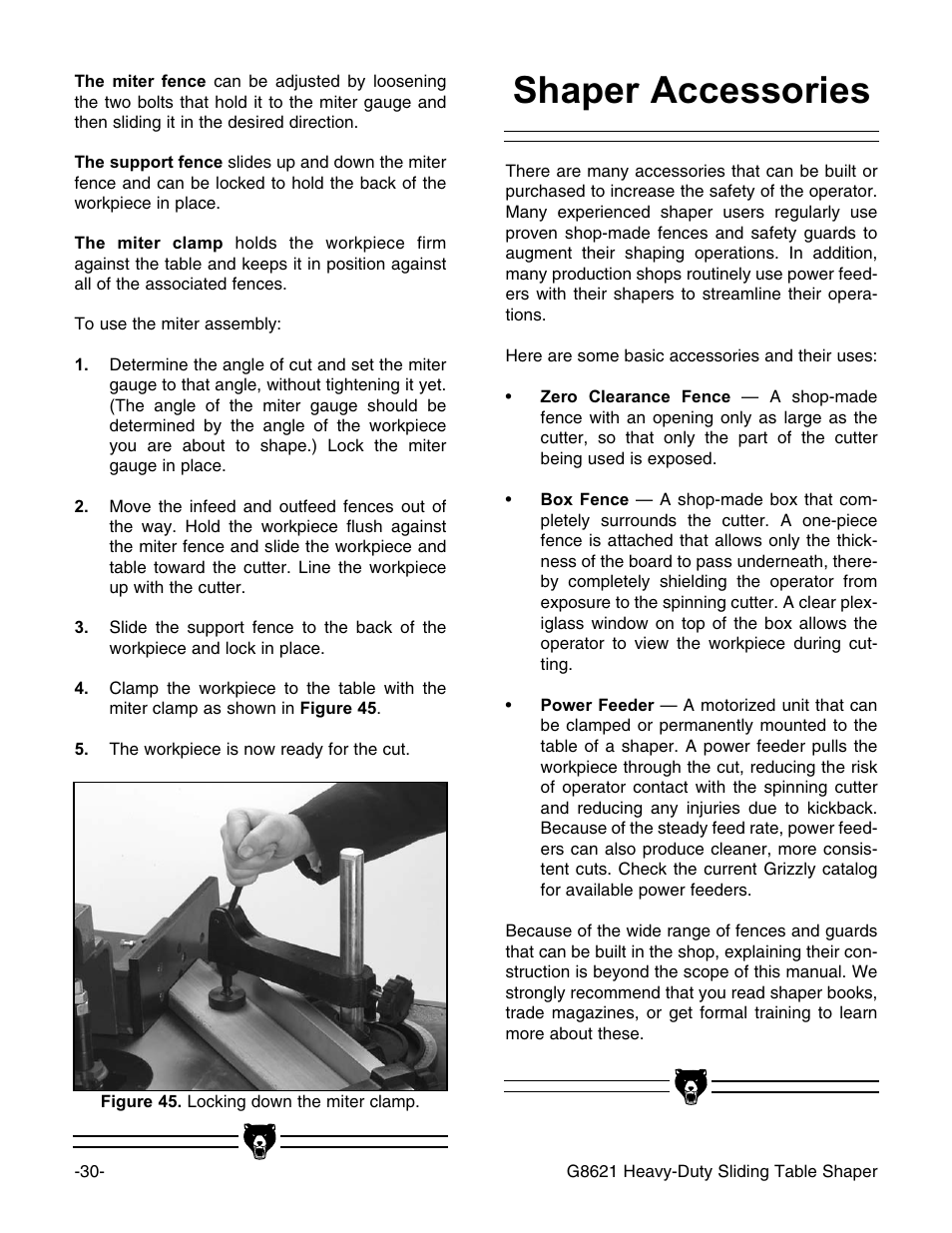 Shaper accessories | Grizzly G8621 User Manual | Page 32 / 48