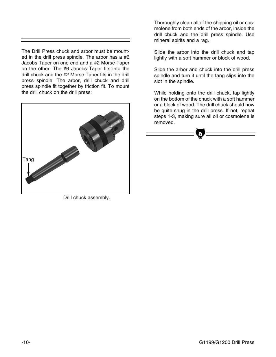Drill chuck | Grizzly G1199 User Manual | Page 12 / 29