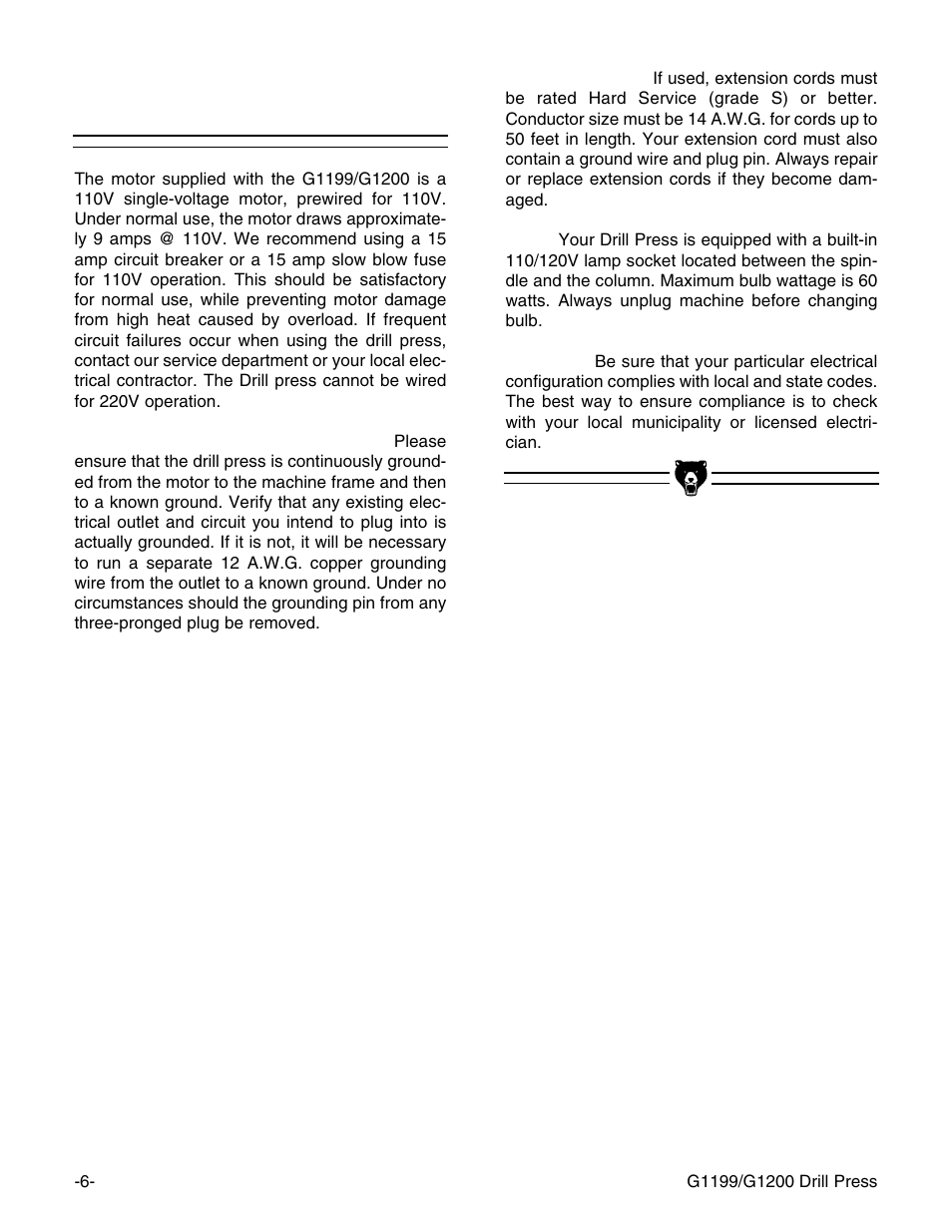 Circuit requirements | Grizzly G1199 User Manual | Page 8 / 29