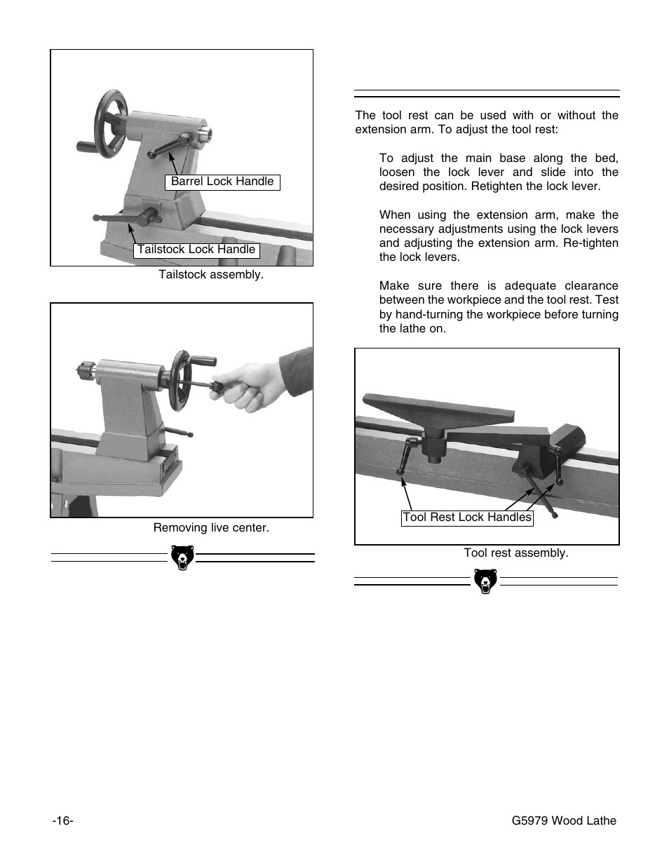 Tool rest | Grizzly G5979 User Manual | Page 18 / 32