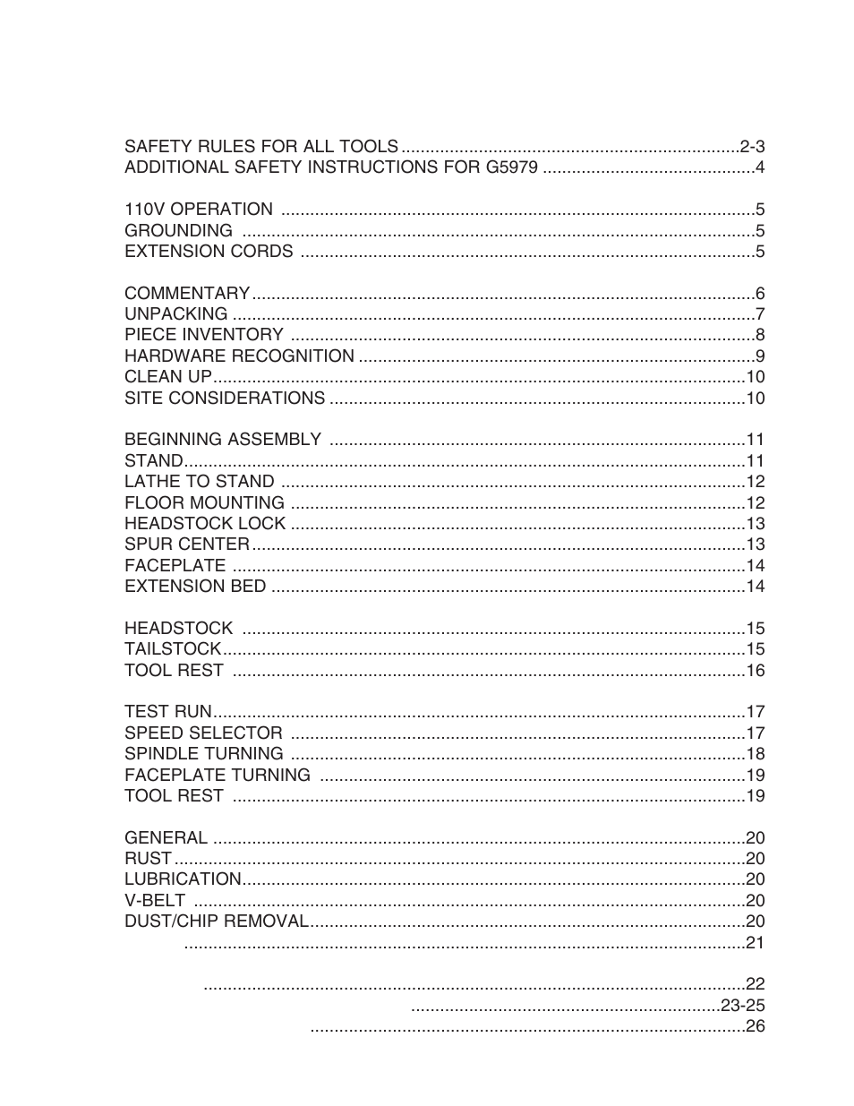 Grizzly G5979 User Manual | Page 3 / 32