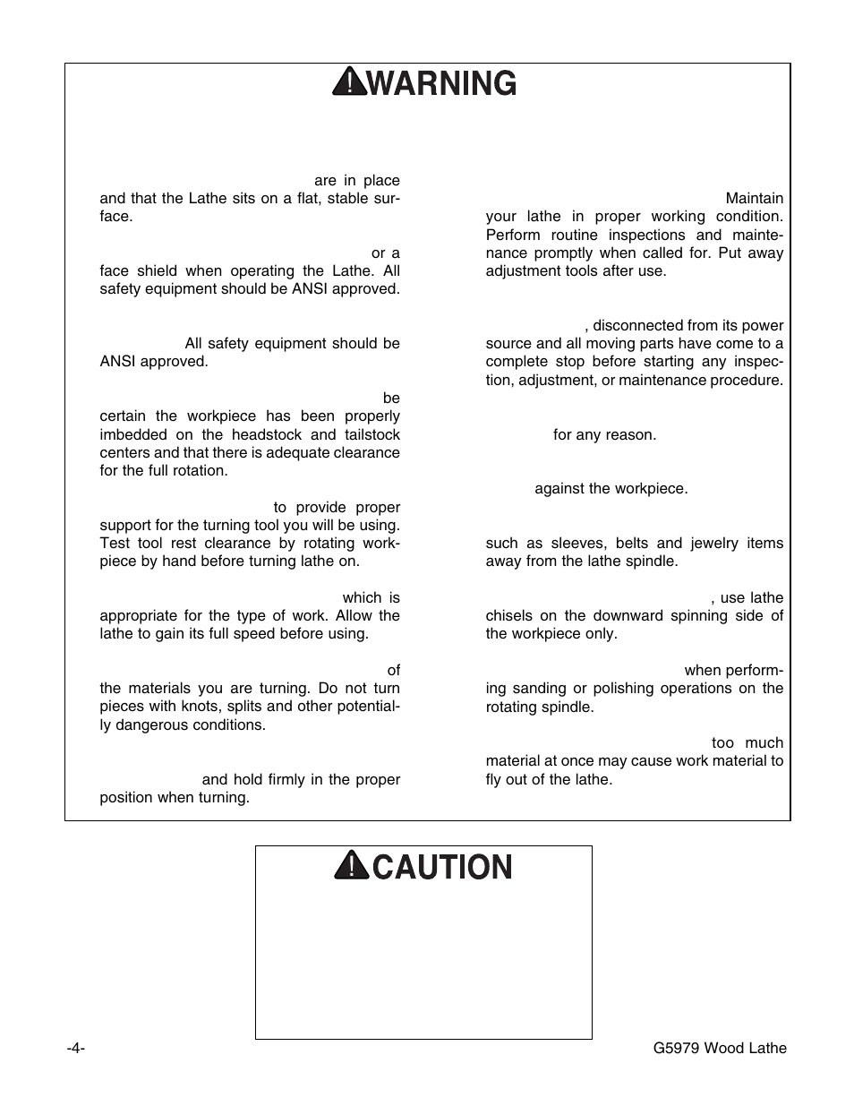 Additional safety instructions for the lathe | Grizzly G5979 User Manual | Page 6 / 32