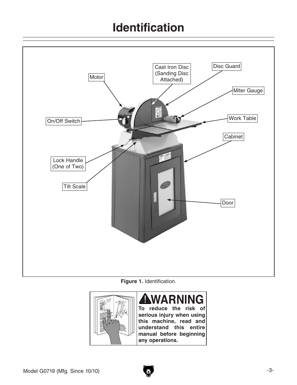 Identification | Grizzly G0719 User Manual | Page 5 / 36