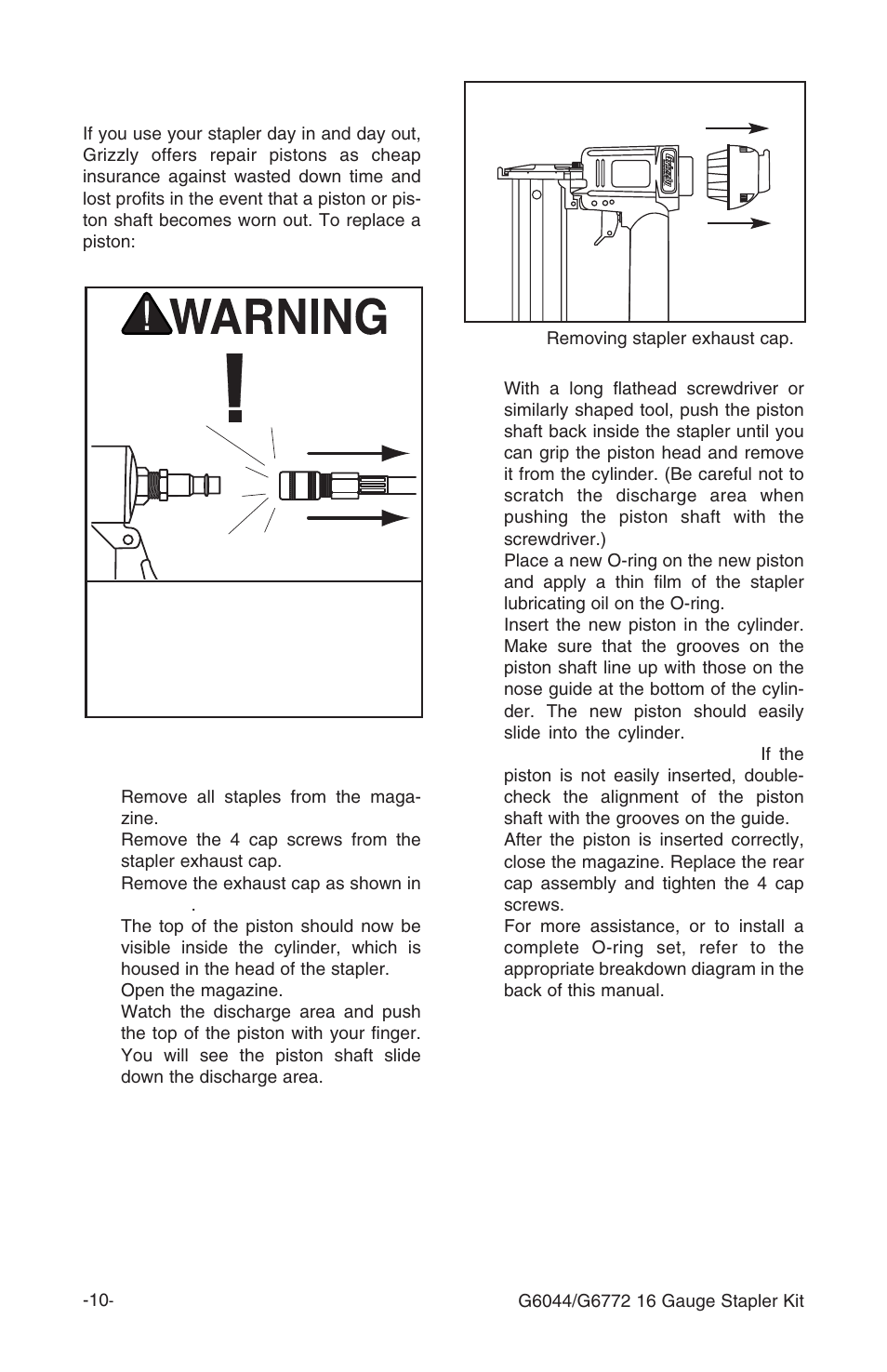 Replacing pistons/o-rings | Grizzly G6772 User Manual | Page 11 / 20