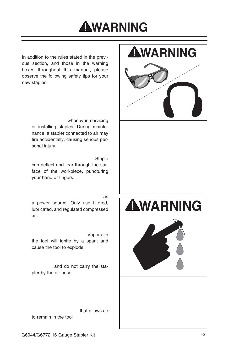 Basic stapler safety | Grizzly G6772 User Manual | Page 4 / 20